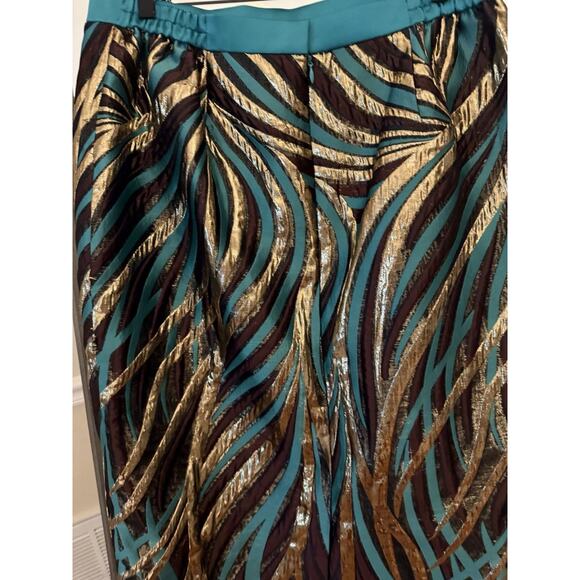 Divine Queen International Metallic Brocade Skirt Size 12 Turquoise - Picture 3 of 5
